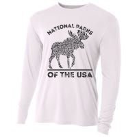 National Parks Moose Hiking Travel Camping Outdoors Usa Cooling Performance Long Sleeve Crew