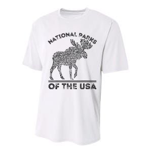 National Parks Moose Hiking Travel Camping Outdoors Usa Performance Sprint T-Shirt