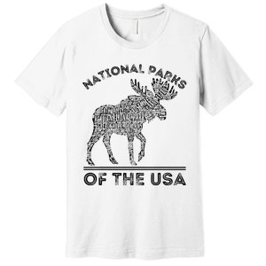 National Parks Moose Hiking Travel Camping Outdoors Usa Premium T-Shirt