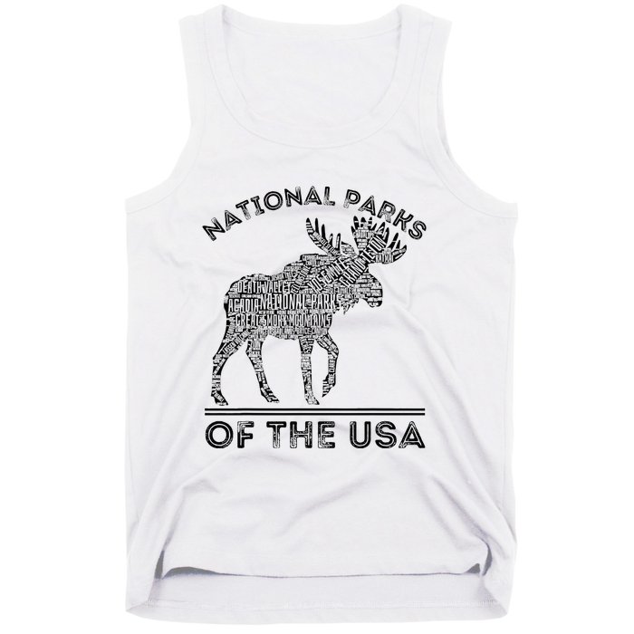 National Parks Moose Hiking Travel Camping Outdoors Usa Tank Top