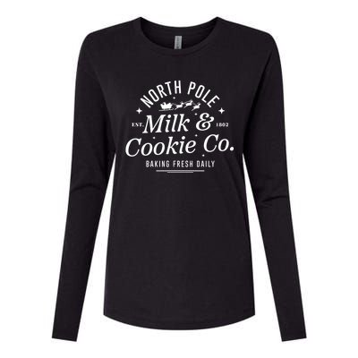 North Pole Milk And Cookie Co Christmasbaking Fresh Daily For Christmas Womens Cotton Relaxed Long Sleeve T-Shirt