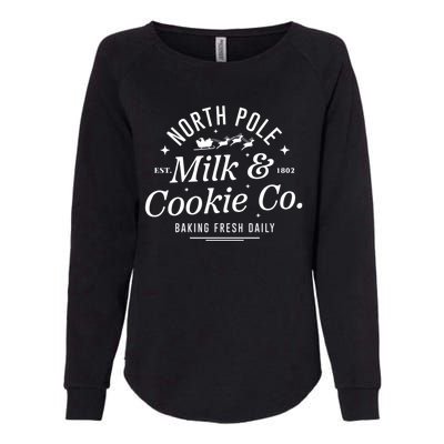 North Pole Milk And Cookie Co Christmasbaking Fresh Daily For Christmas Womens California Wash Sweatshirt