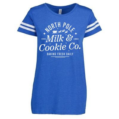 North Pole Milk And Cookie Co Christmasbaking Fresh Daily For Christmas Enza Ladies Jersey Football T-Shirt