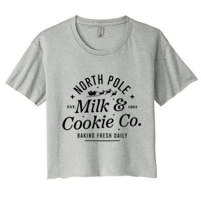 North Pole Milk And Cookie Co Christmasbaking Fresh Daily For Christmas Women's Crop Top Tee