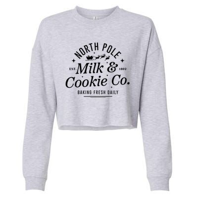 North Pole Milk And Cookie Co Christmasbaking Fresh Daily For Christmas Cropped Pullover Crew