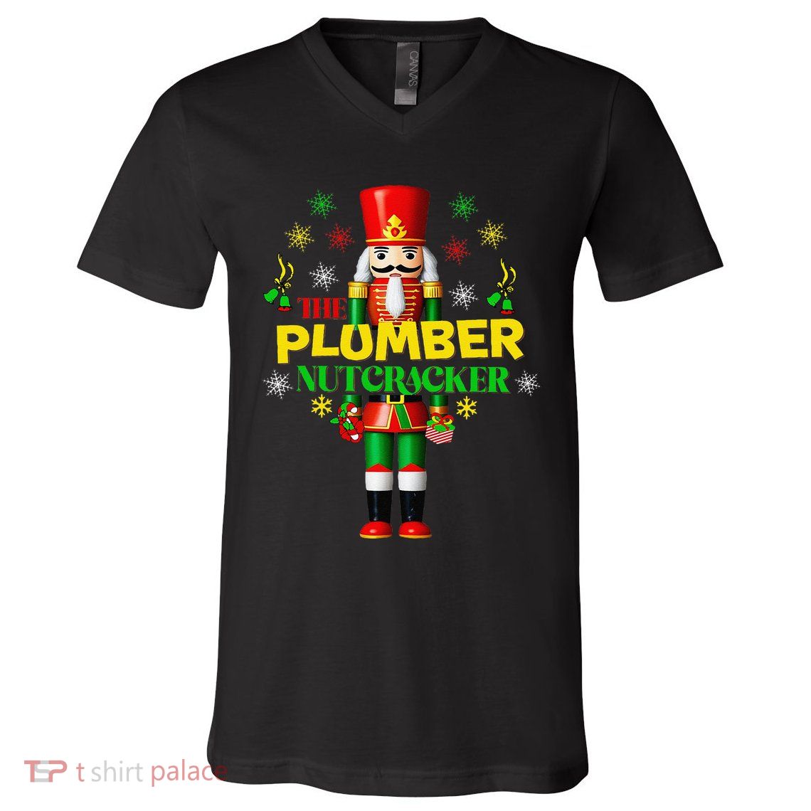 Nutcracker Plumber Merry Christmas Holiday Funny Pajama V-Neck T-Shirt