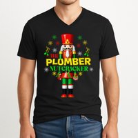 Nutcracker Plumber Merry Christmas Holiday Funny Pajama V-Neck T-Shirt