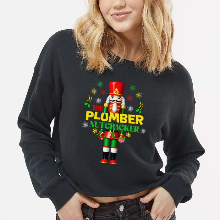 Nutcracker Plumber Merry Christmas Holiday Funny Pajama Cropped Pullover Crew