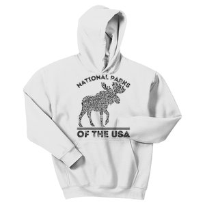 National Parks Moose Hiking Travel Camping Outdoors Usa Kids Hoodie