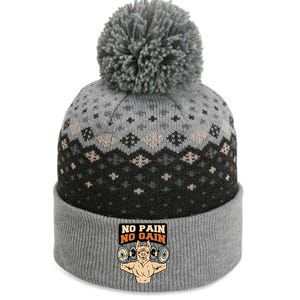 No Pain No Gain Gym Muscles Bodybuilding Meaningful Gift The Baniff Cuffed Pom Beanie