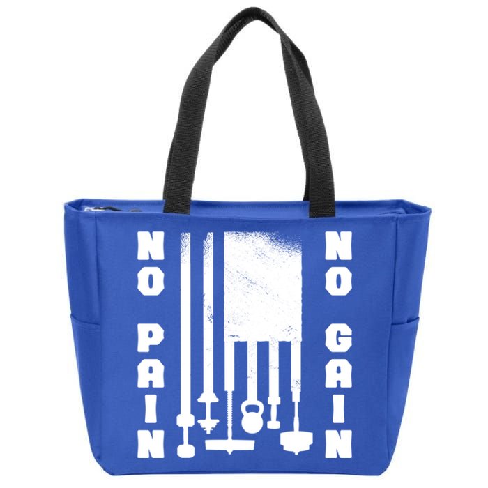 No Pain No Gain Workout American Flag Weight Lifting Usa Gift Zip Tote Bag