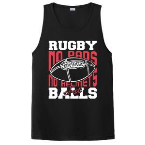 No Pads No Helmets Just Balls Funny Rugby PosiCharge Competitor Tank