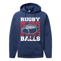 No Pads No Helmets Just Balls Funny Rugby Performance Fleece Hoodie