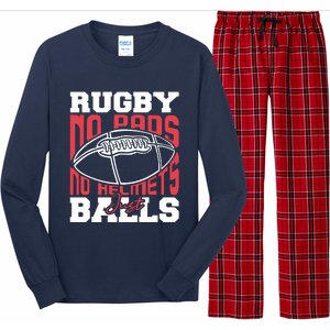 No Pads No Helmets Just Balls Funny Rugby Long Sleeve Pajama Set