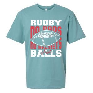 No Pads No Helmets Just Balls Funny Rugby Sueded Cloud Jersey T-Shirt