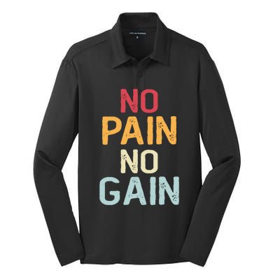 No Pain No Gain Gym Workout Fitness Training Gift Silk Touch Performance Long Sleeve Polo