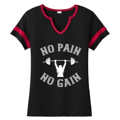 No Pain No Gain Gift Funny Gym Workout Great Gift Ladies Halftime Notch Neck Tee