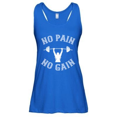 No Pain No Gain Gift Funny Gym Workout Great Gift Ladies Essential Flowy Tank