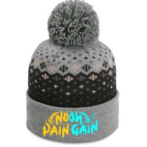 No Pain No Gain Wrathful Gym Bodybuilding Clothing Design Meaningful Gift The Baniff Cuffed Pom Beanie