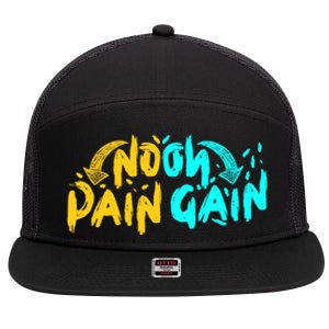 No Pain No Gain Wrathful Gym Bodybuilding Clothing Design Meaningful Gift 7 Panel Mesh Trucker Snapback Hat