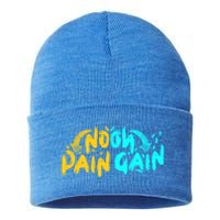 No Pain No Gain Wrathful Gym Bodybuilding Clothing Design Meaningful Gift Sustainable Knit Beanie