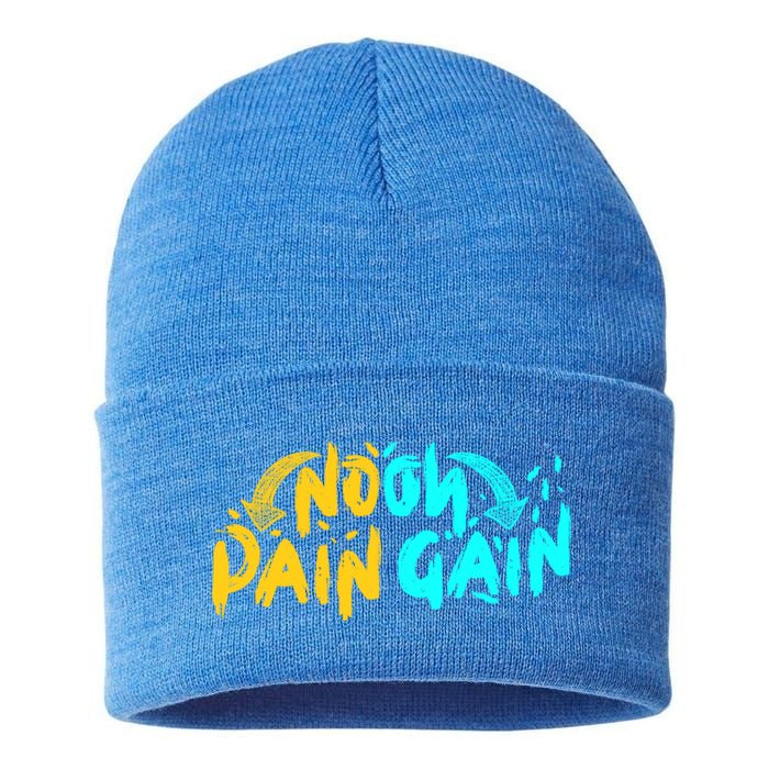 No Pain No Gain Wrathful Gym Bodybuilding Clothing Design Meaningful Gift Sustainable Knit Beanie