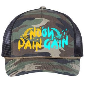 No Pain No Gain Wrathful Gym Bodybuilding Clothing Design Meaningful Gift Retro Rope Trucker Hat Cap