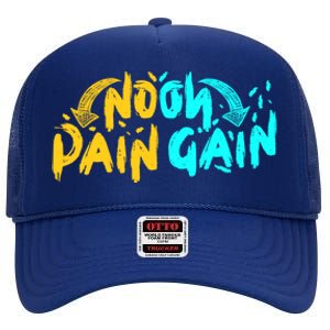 No Pain No Gain Wrathful Gym Bodybuilding Clothing Design Meaningful Gift High Crown Mesh Back Trucker Hat