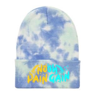 No Pain No Gain Wrathful Gym Bodybuilding Clothing Design Meaningful Gift Tie Dye 12in Knit Beanie