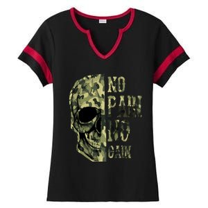 No Pain No Gaingift Skull Mindset Motivation Gym Meaningful Gift Ladies Halftime Notch Neck Tee