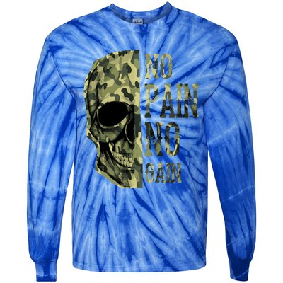 No Pain No Gaingift Skull Mindset Motivation Gym Meaningful Gift Tie-Dye Long Sleeve Shirt