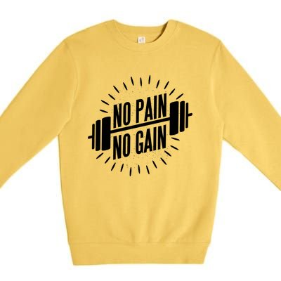 No Pain No Gain Muscle Workout Exercise Gym Bodybuilding Gift Premium Crewneck Sweatshirt