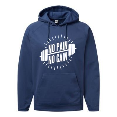 No Pain No Gain Muscle Workout Exercise Gym Bodybuilding Gift Performance Fleece Hoodie