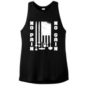 No Pain No Gain Workout American Flag Weight Lifting Usa Meaningful Gift Ladies PosiCharge Tri-Blend Wicking Tank