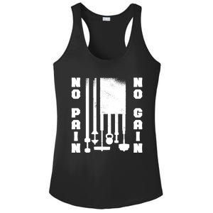 No Pain No Gain Workout American Flag Weight Lifting Usa Meaningful Gift Ladies PosiCharge Competitor Racerback Tank