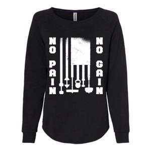 No Pain No Gain Workout American Flag Weight Lifting Usa Meaningful Gift Womens California Wash Sweatshirt