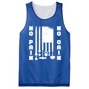 No Pain No Gain Workout American Flag Weight Lifting Usa Meaningful Gift Mesh Reversible Basketball Jersey Tank