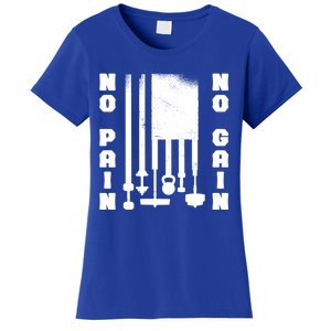 No Pain No Gain Workout American Flag Weight Lifting Usa Meaningful Gift Women's T-Shirt