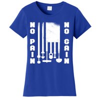 No Pain No Gain Workout American Flag Weight Lifting Usa Meaningful Gift Women's T-Shirt