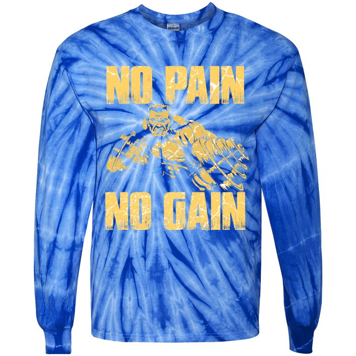 No Pain No Gain Bodybuilding Gym Motivational Inspirational Gift Tie-Dye Long Sleeve Shirt