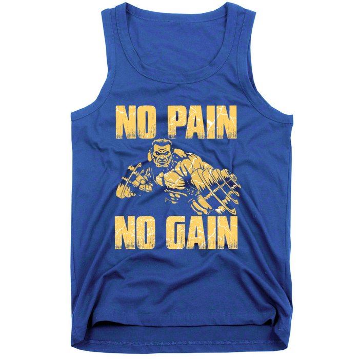 No Pain No Gain Bodybuilding Gym Motivational Inspirational Gift Tank Top