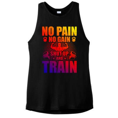 No Pain No Gain Bodybuilding Weightlifting Workout Gift Ladies PosiCharge Tri-Blend Wicking Tank