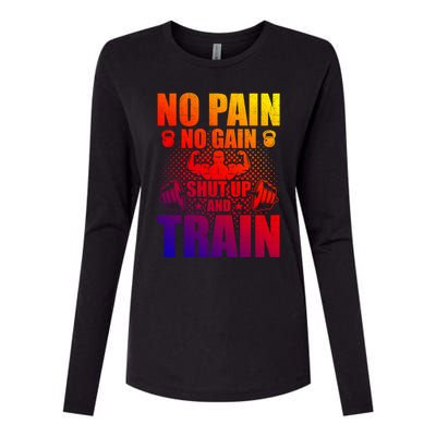 No Pain No Gain Bodybuilding Weightlifting Workout Gift Womens Cotton Relaxed Long Sleeve T-Shirt