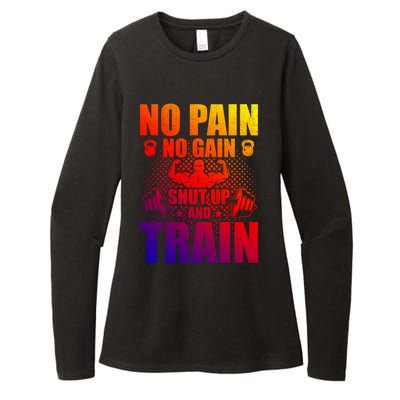 No Pain No Gain Bodybuilding Weightlifting Workout Gift Womens CVC Long Sleeve Shirt