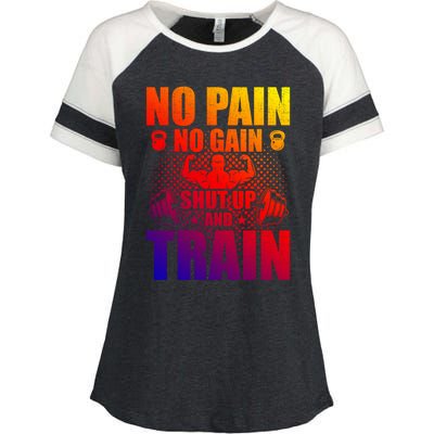 No Pain No Gain Bodybuilding Weightlifting Workout Gift Enza Ladies Jersey Colorblock Tee