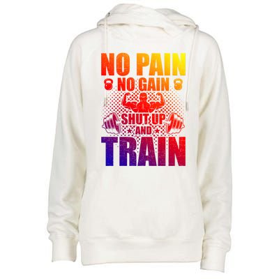 No Pain No Gain Bodybuilding Weightlifting Workout Gift Womens Funnel Neck Pullover Hood