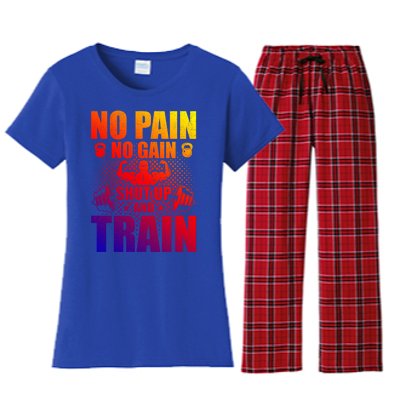 No Pain No Gain Bodybuilding Weightlifting Workout Gift Women's Flannel Pajama Set