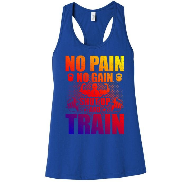 No Pain No Gain Bodybuilding Weightlifting Workout Gift Women's Racerback Tank