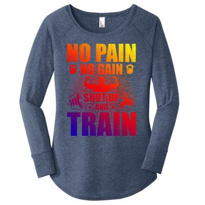 No Pain No Gain Bodybuilding Weightlifting Workout Gift Women's Perfect Tri Tunic Long Sleeve Shirt