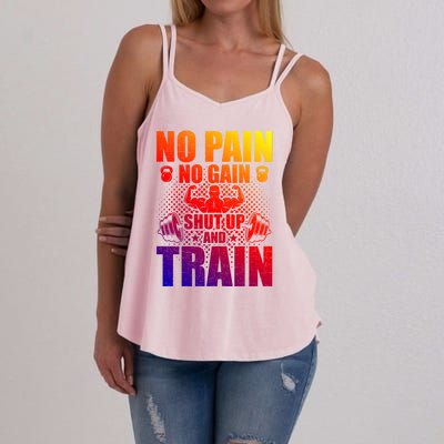 No Pain No Gain Bodybuilding Weightlifting Workout Gift Women's Strappy Tank